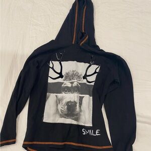 Desigual Black Hoodie with Orange Stitching